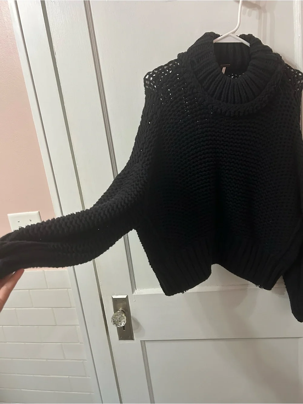 Free People Black Chunky Knit Turtleneck Sweater